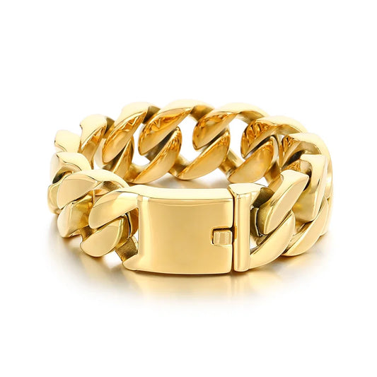 KALEN Hiphop Fine Jewelry Fashion Bracelets Men Stainless Steel 26mm Cuban Links Bracelet Bangle
