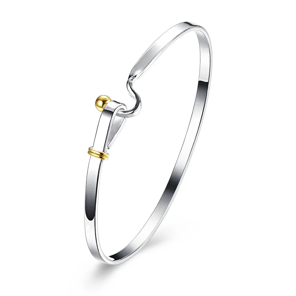 REBEL Simple Fish bracelet, Geometric Inlay, Silver-Glossy Fashionable Jewelry