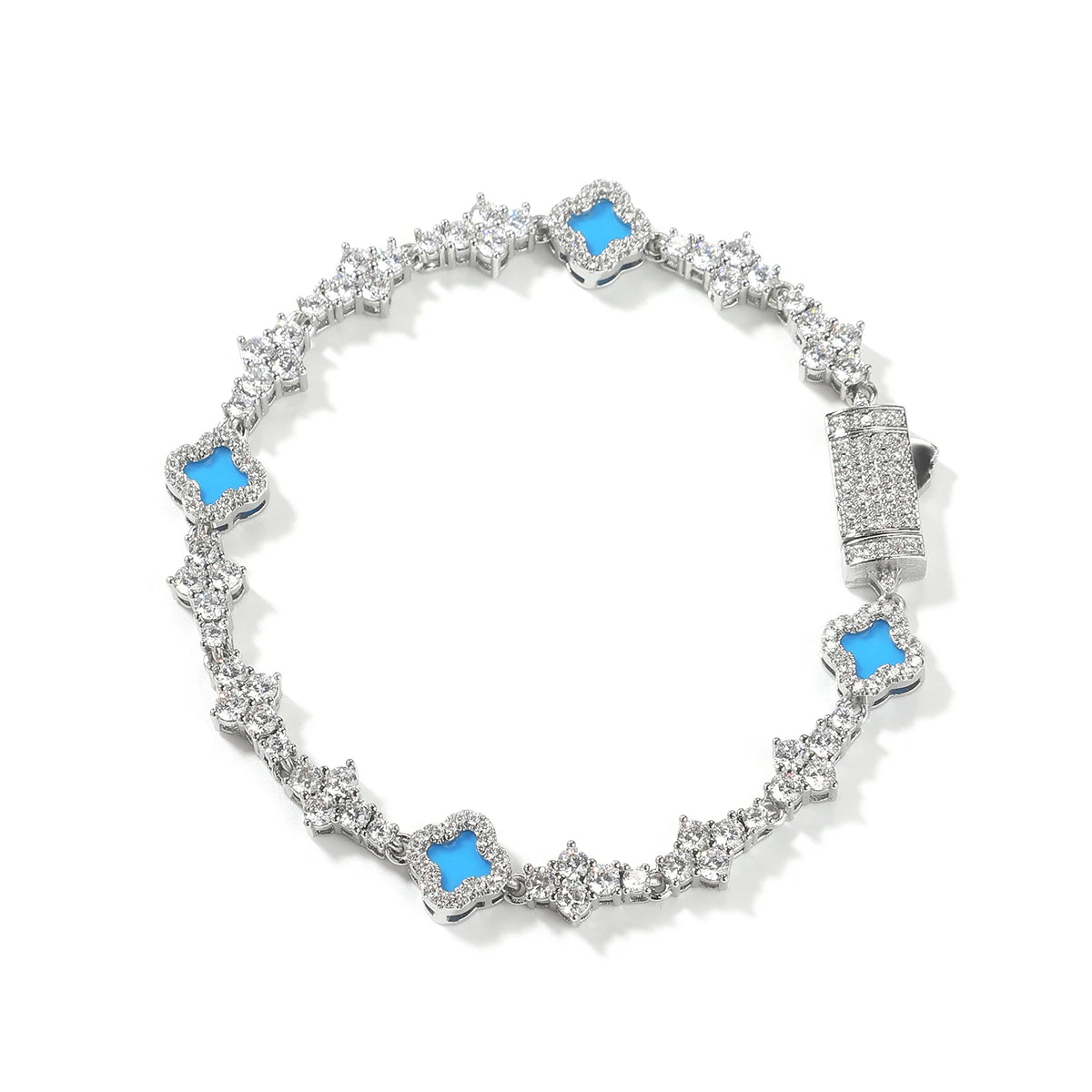 New Arrival Jewelry Iced Out Cross Chain Bracelet Four Leaf Clover Shell Pearl Bracelets for Anniversary Gift Party Jewelry