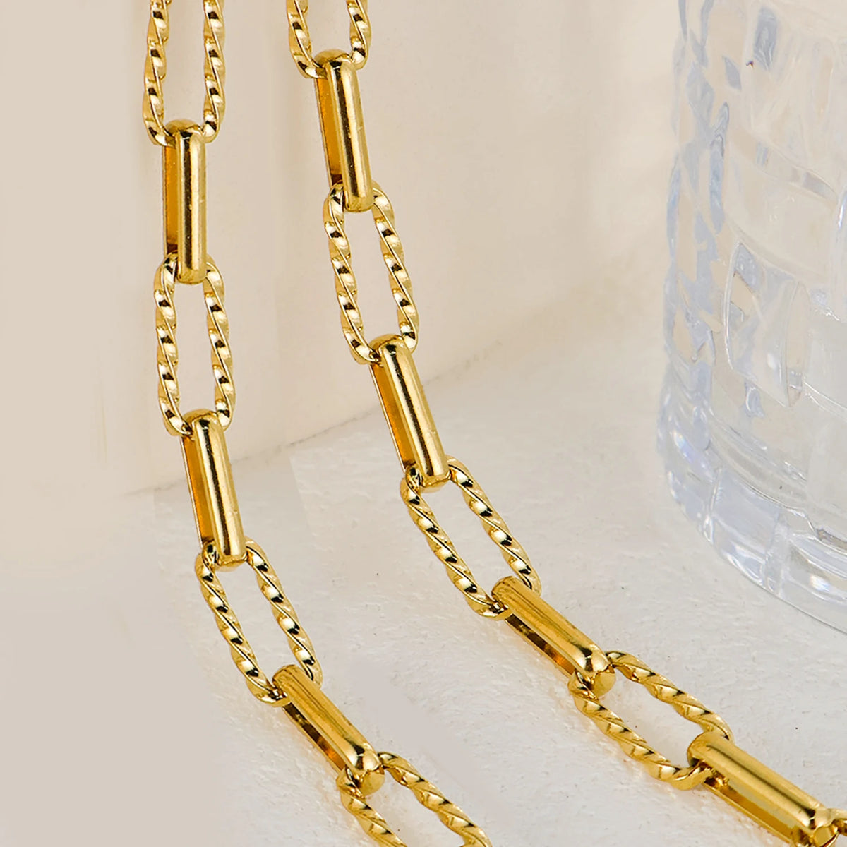 FASHIONISTA Non Tarnish Waterproof Choker Women Stainless Steel Chain Jewelry Making PVD Gold Plated Chunky Necklace DIY Handmade Link Chain