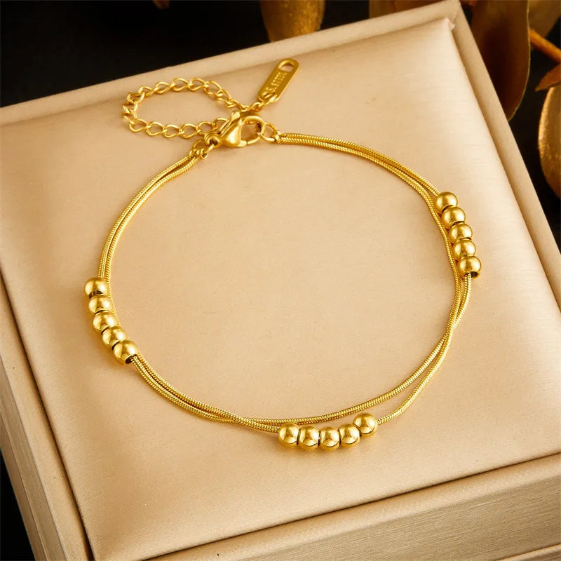 Two-Layer Chain Necklace & Bracelet Jewellery Set | Vintage Fashion Set