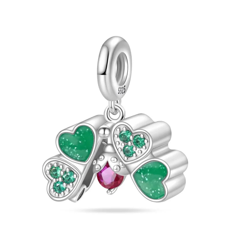 S&S Four Leaf Clover Zircon & Enamel 925 Silver Jewellery | Rings, Earrings, Bracelet & Pendant | S&S Collection