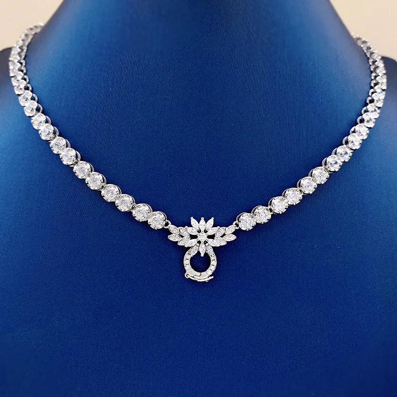 MUSHAN Jewelry Factory 925 Sterling Silver Necklace Fashion Women High Carbon Diamond Cartoon Cute Persian Cat Pendant Necklaces