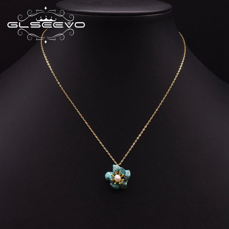 925 Sterling Silver Choker Necklace Natural Freshwater Pearl Flower  Pendant Necklace for Women Fashion Jewelry