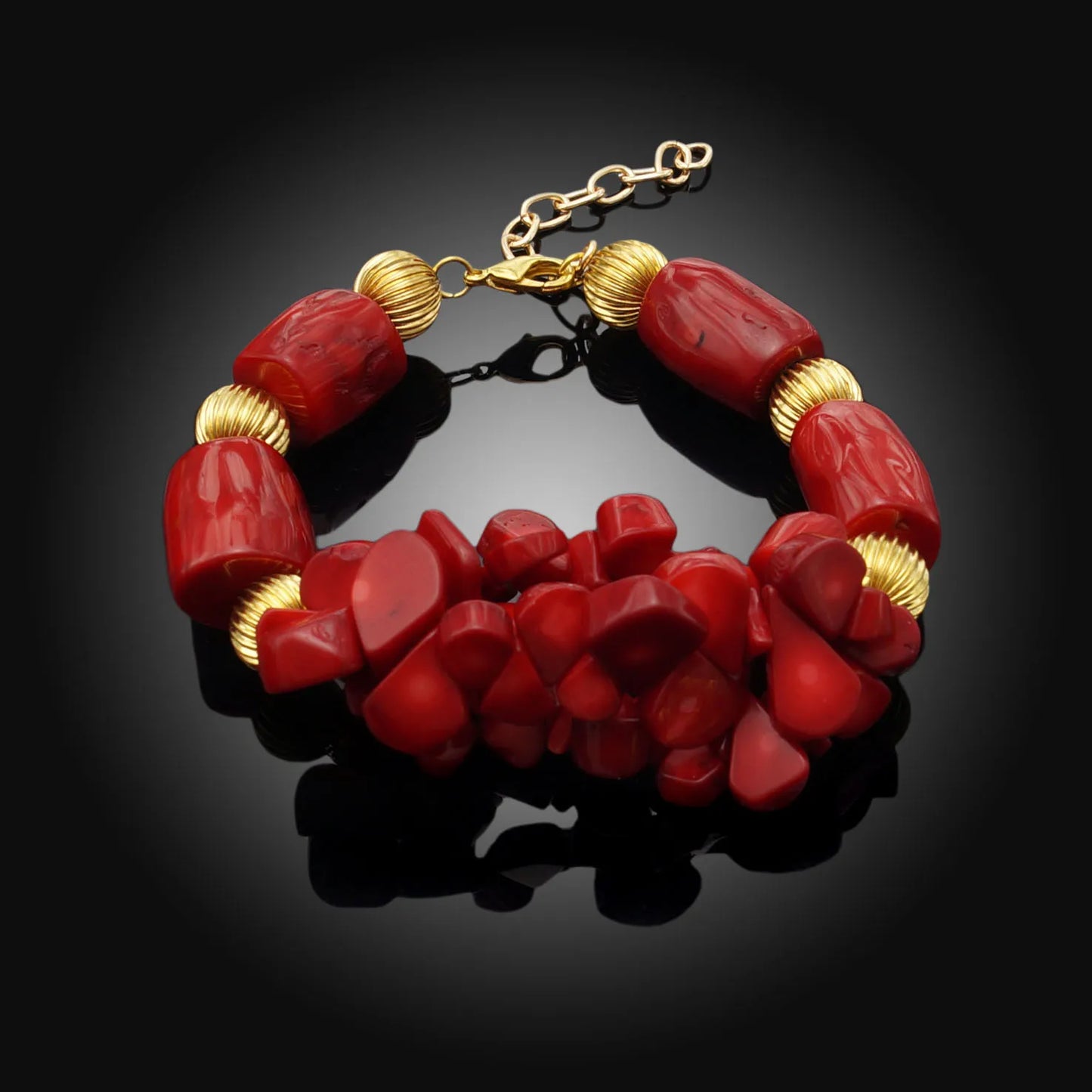 Zhuerrui Elegant Red Coral Beads Design Set Gold Accessories Necklace Sets Exquisite Craftsmanship Suitable for Party HF17041302