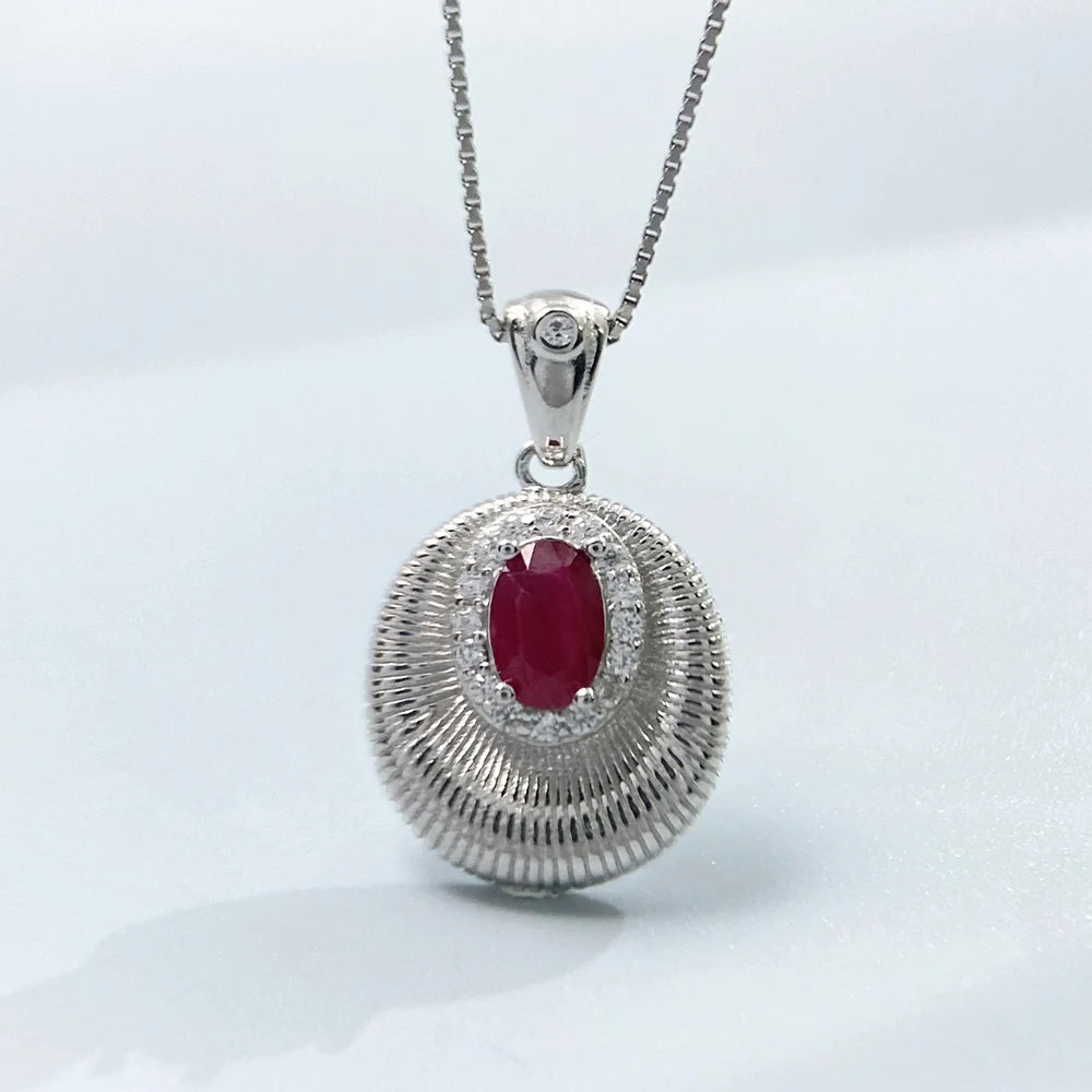 Gioiellieri Ruby Pendant for Necklace with Natural Red Gemstone 925 Sterling Silver July Birthstone Fine Jewelry Luxury Engagement Wedding