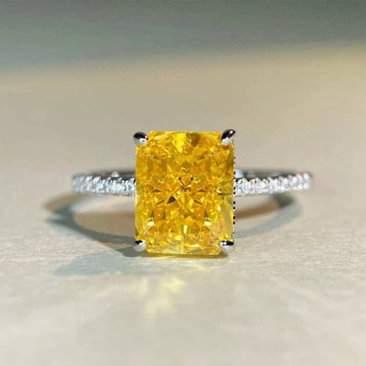 S&S 925 Silver Crushed Ice Cut CZ Ring | 5A+ Zirconia | Engagement & Wedding | Rhodium-Plated