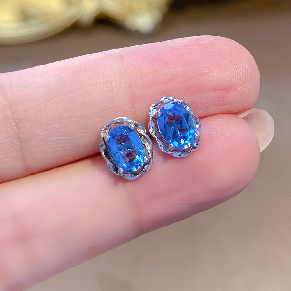 Gioiellieri Genuine Natural Garnet Amethyst Citrine Peridot Topaz Earrings Rhodium Plated 925 Sterling Silver