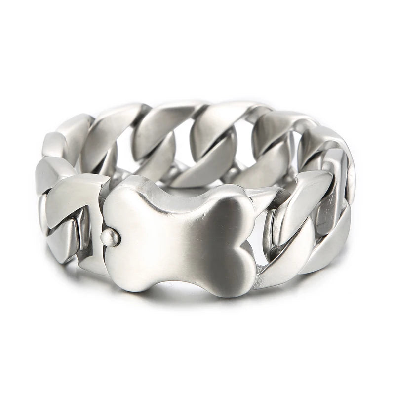 VIKING Mens Matte Stainless Steel Hip-Hop Cuban Link Bracelet