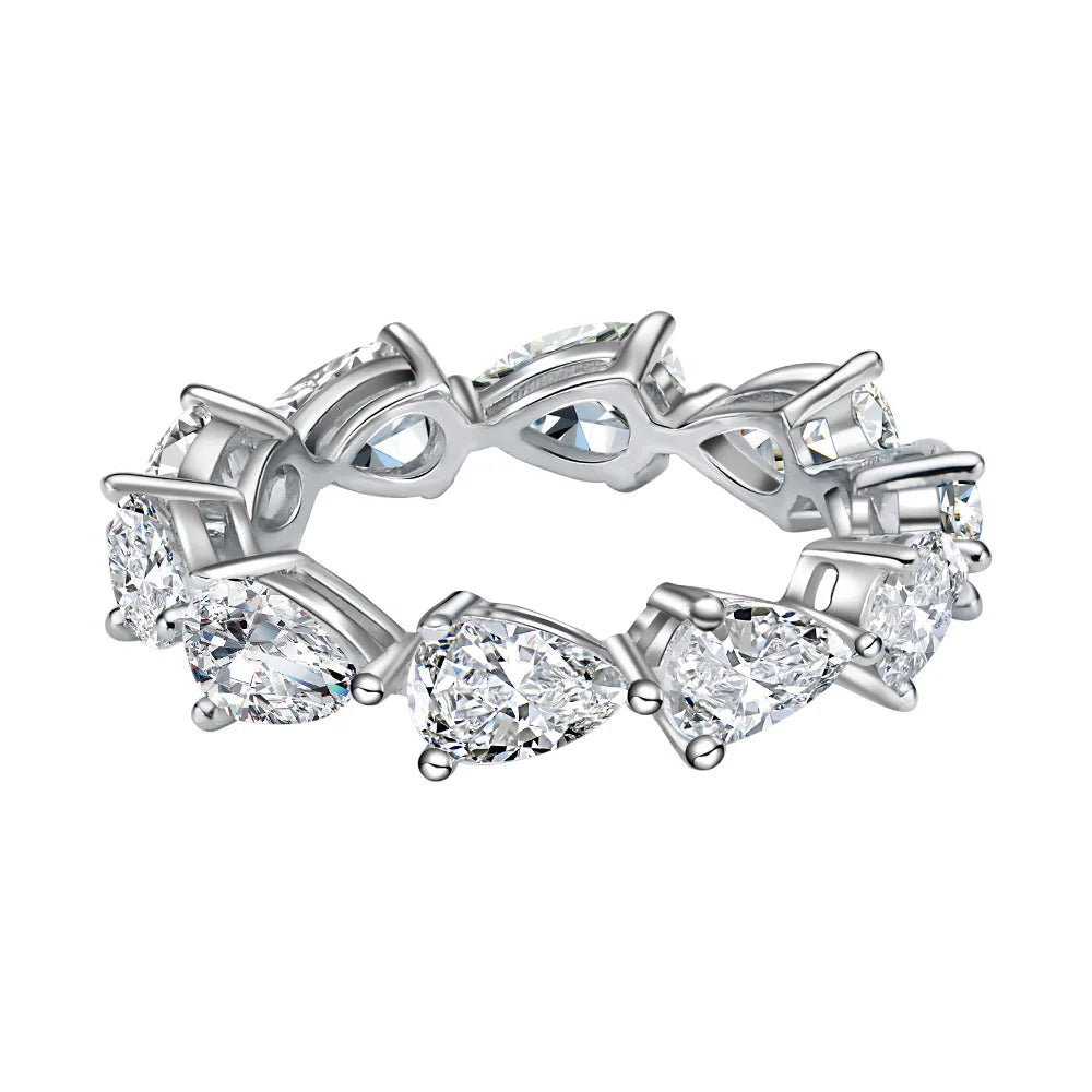 MuShan Jewelry FactoryNew 4 * 6 Water Drop Ring Set with 8A High Carbon Diamond 925 Silver Diamond Ring High End Silver Jewelry