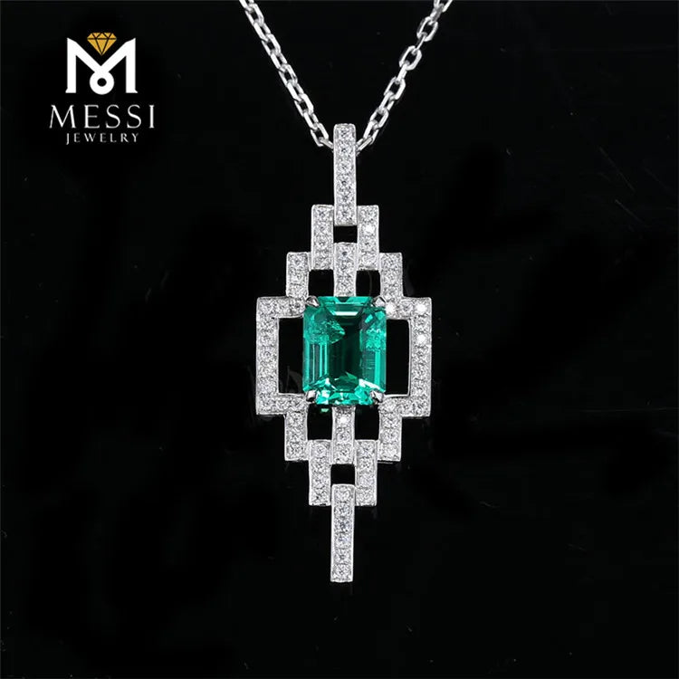 Gemfiori Messi Jewelry 18k Gold Necklace Emerald 0.6ct Pendant 2.07g Emerald Necklace Jewelry