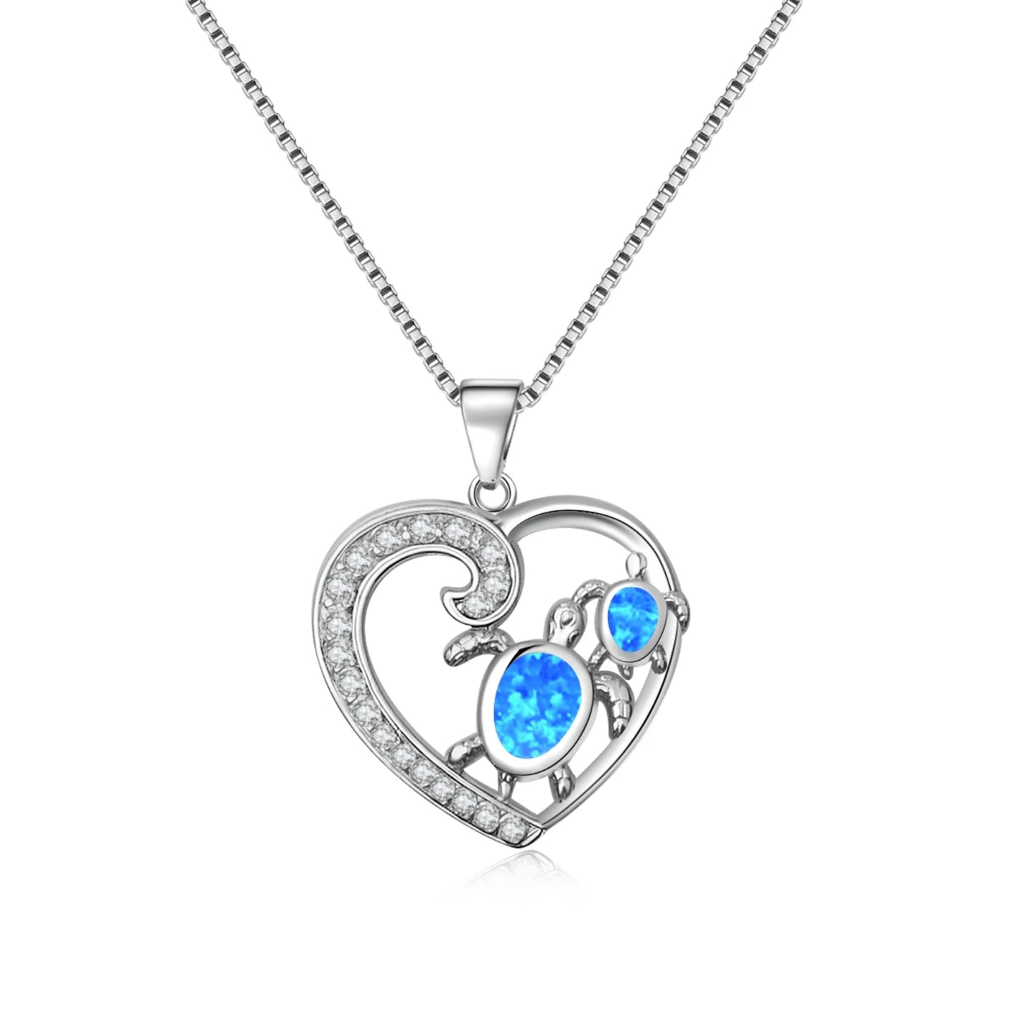 TikTok INS Wind Hawaii Beach Explosion Copper Alloy Opal Turtle Animal Pendant Silver Plated Vintage Women's Wholesale Pave Box
