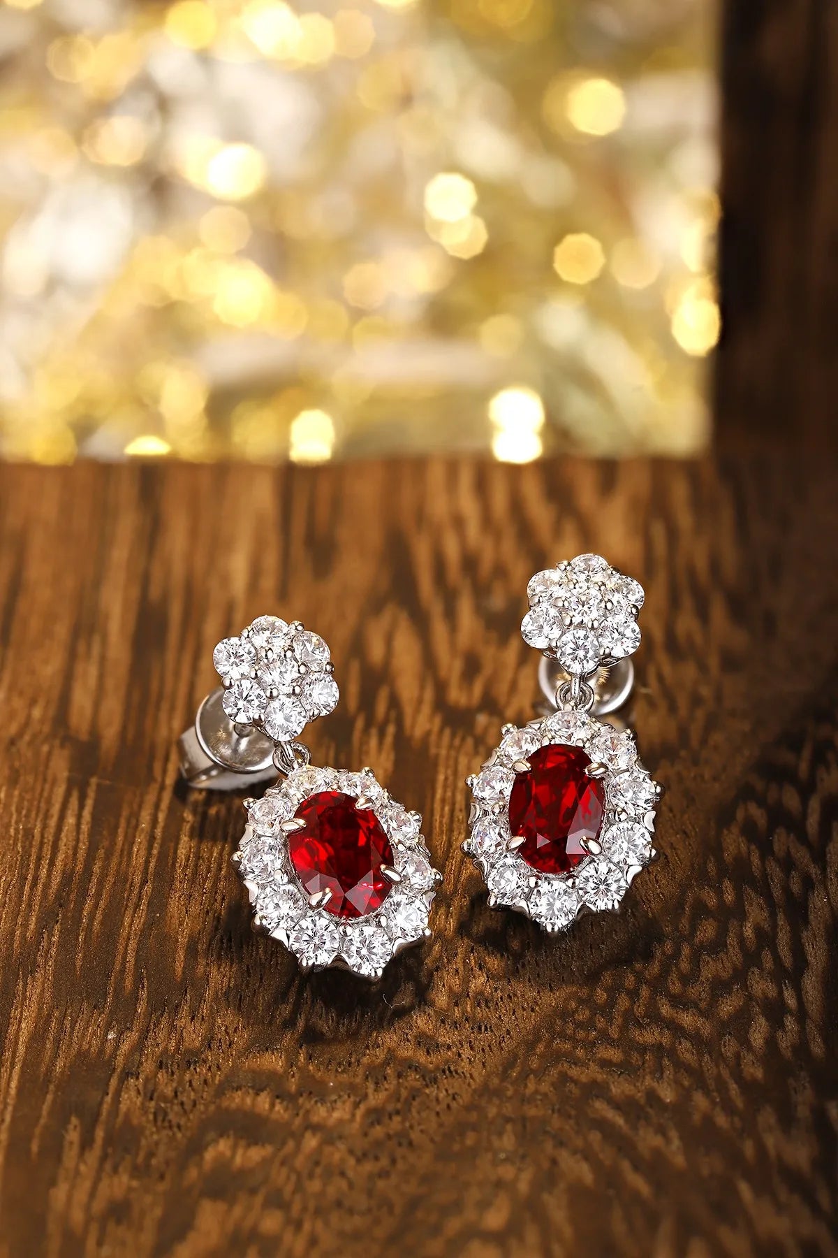 Gemfiori Anster High Quality S925 Lab Grown Ruby Earring Stud Dainty Gemstone Stud Earrings for Women Daily Wear Gift
