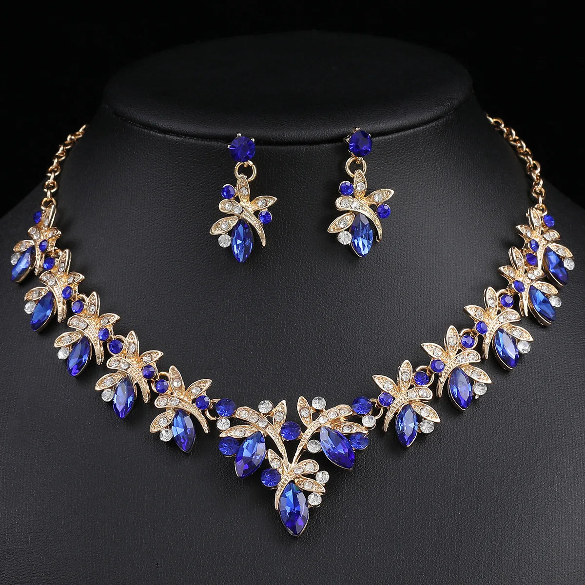 Crystal Dragonfly Necklace & Earrings Jewellery Set | Nature-Inspired Bridal Fashion Set