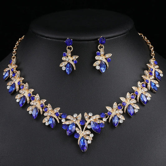 Crystal Dragonfly Necklace & Earrings Jewellery Set | Nature-Inspired Bridal Fashion Set