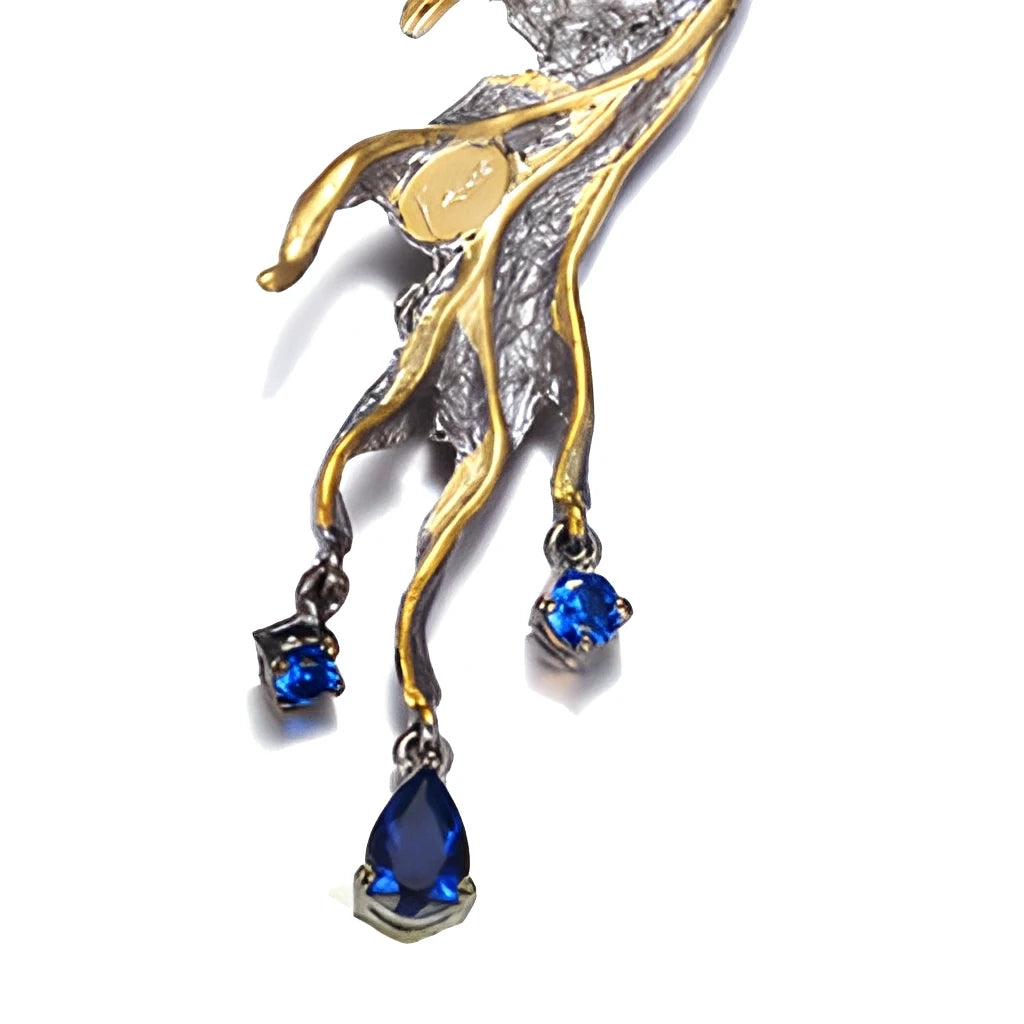 Unique Fashion Lovely Fish Cover Ear Cuff Clip Earring With Blue Spinel