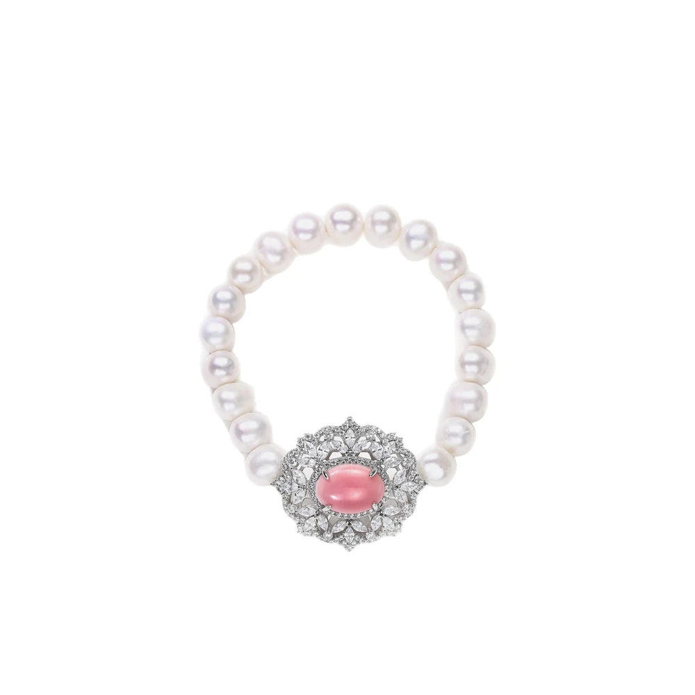 SILVERELLI Queen Shell & Pearl Bracelet | S925 Sterling Silver | 18K Gold Plated | 8mm Freshwater Pearls