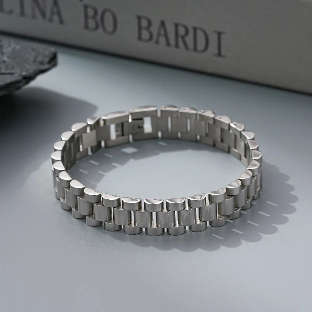 REBEL VIKING Adjustable Watch-Strap Chain Bracelet – Silver Stainless Steel
