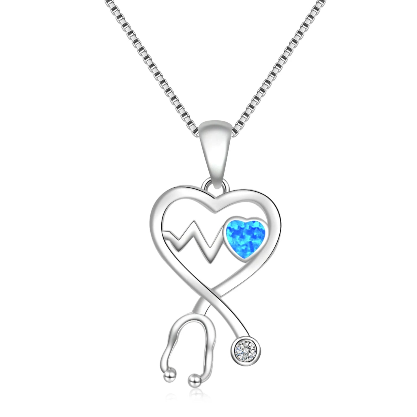 TikTok INS Wind Hawaii Beach Explosion Copper Opal Stethoscope Necklace Women's Party Wholesale Inlaid Charms Chains