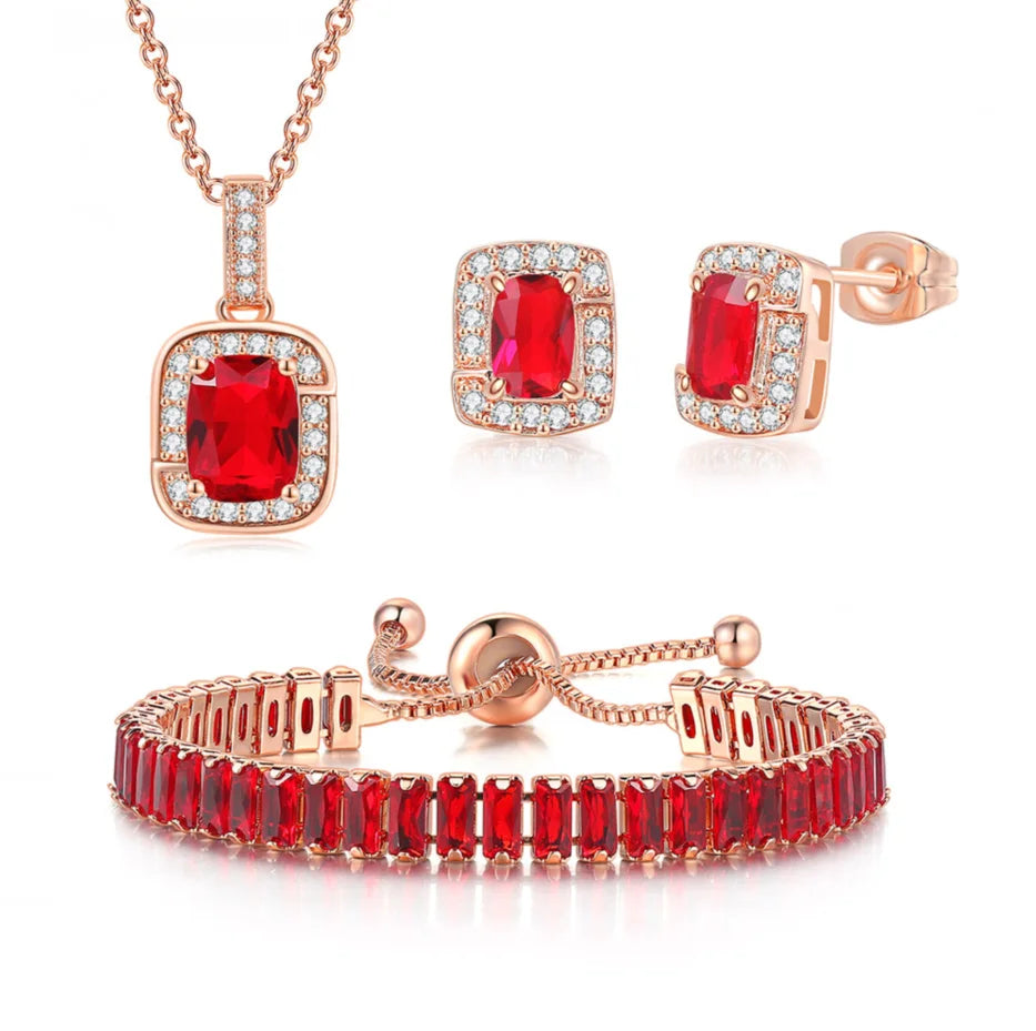 ArtistA RST New Arrival Women Accessories 3 Pcs AAA Green Zircon Earring Necklace Bracelet Jewelry Set S443