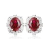 Gemfiori Bridal Jewelry Set Lab Grown Ruby Rings Rhodium Plated Sterling 925 Silver Ring Necklace Earrings for Wedding Party