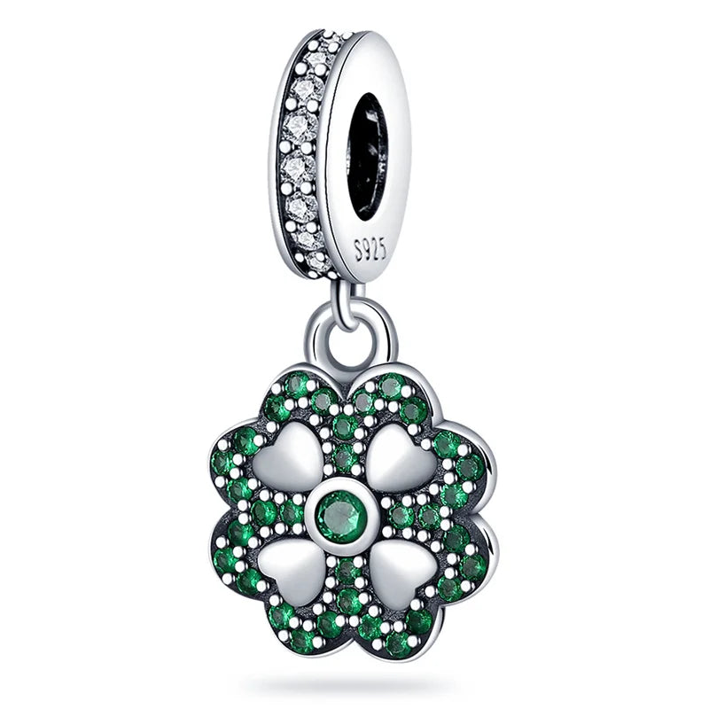 S&S Four Leaf Clover Zircon & Enamel 925 Silver Jewellery | Rings, Earrings, Bracelet & Pendant | S&S Collection