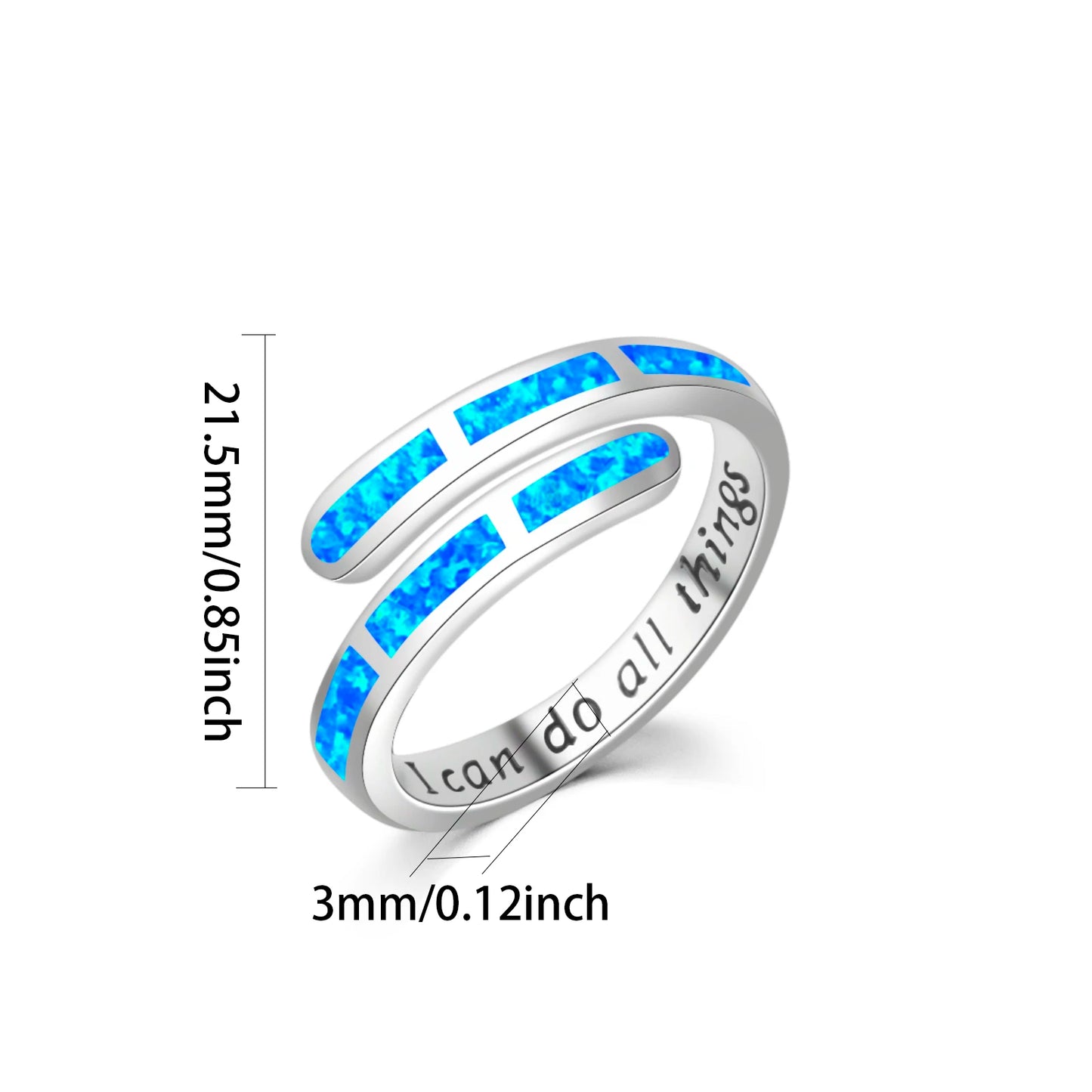 Blue/Iridescent Gem Inlay  Band | Nature-Themed Fashion Jewelry for Women