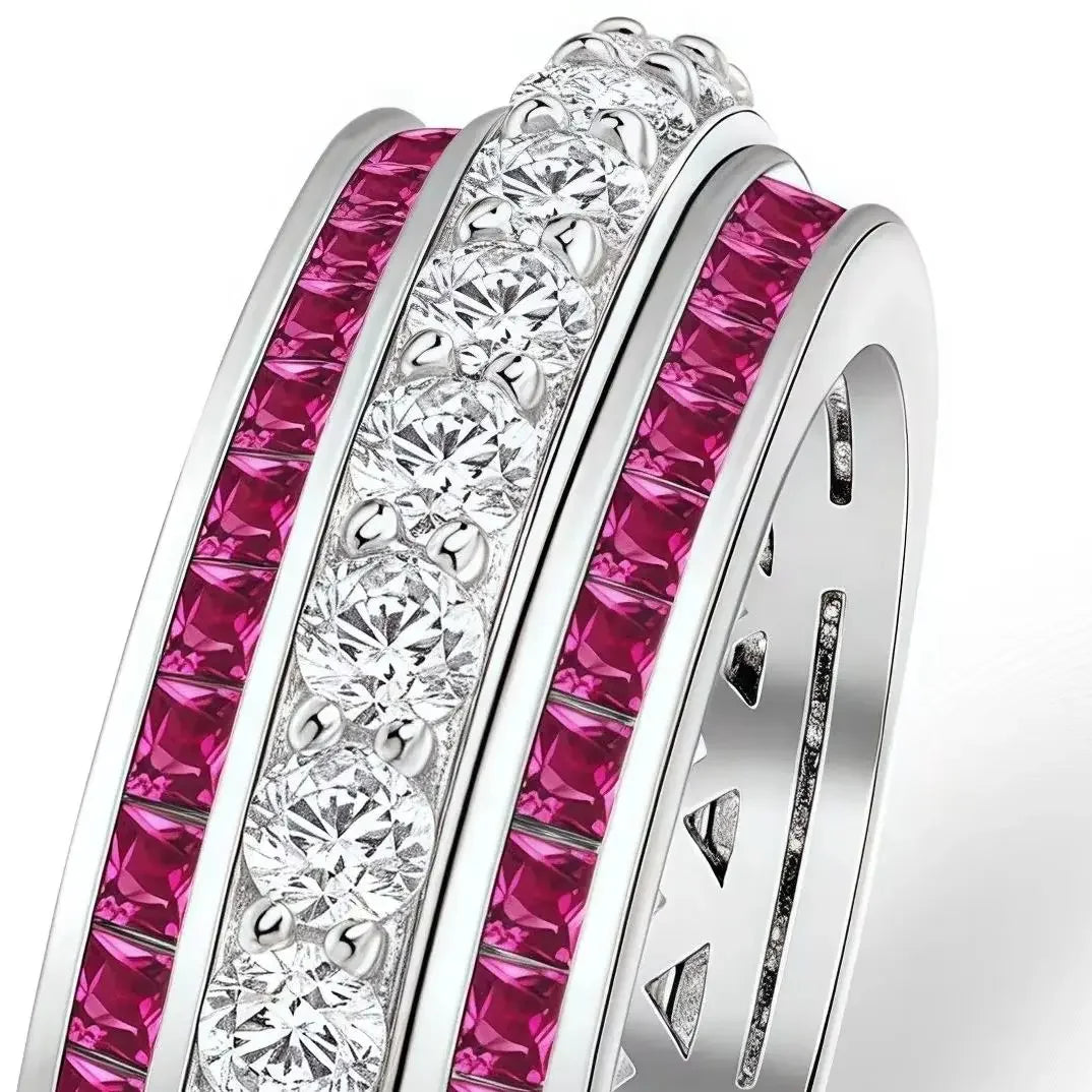 MUSHAN Jewelry Factory 925 Sterling Silver Round Ring Wedding Bands 1.5mm Rotatable High Carbon Diamond Fine Rings for Women