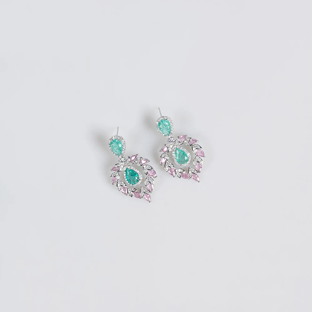 XOTICA High Quality Women Water Drop Dangle Earrings Necklace Sets Fashion Luxury Ladies Bling Zircon Bridal Wedding Engagement Jewelry