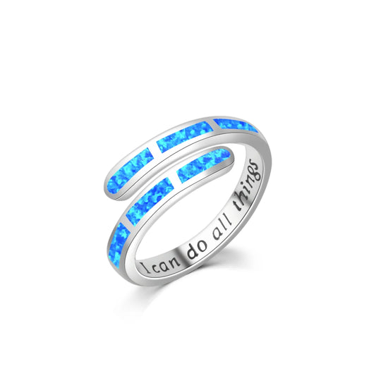 Blue/Iridescent Gem Inlay  Band | Nature-Themed Fashion Jewelry for Women