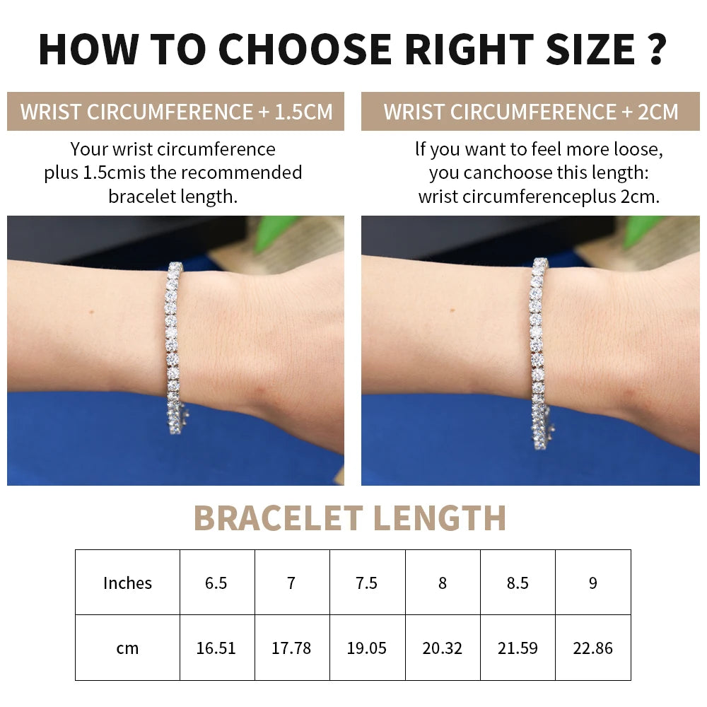 925 Silver HipHop Style Tennis Bracelet Black Rhodium Plated Black  VVS Moissanite Tennis Chain for Gift