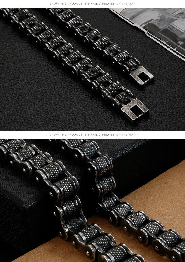 VIKING Antique Motorcycle Biker Chain Bracelet – Stainless Steel