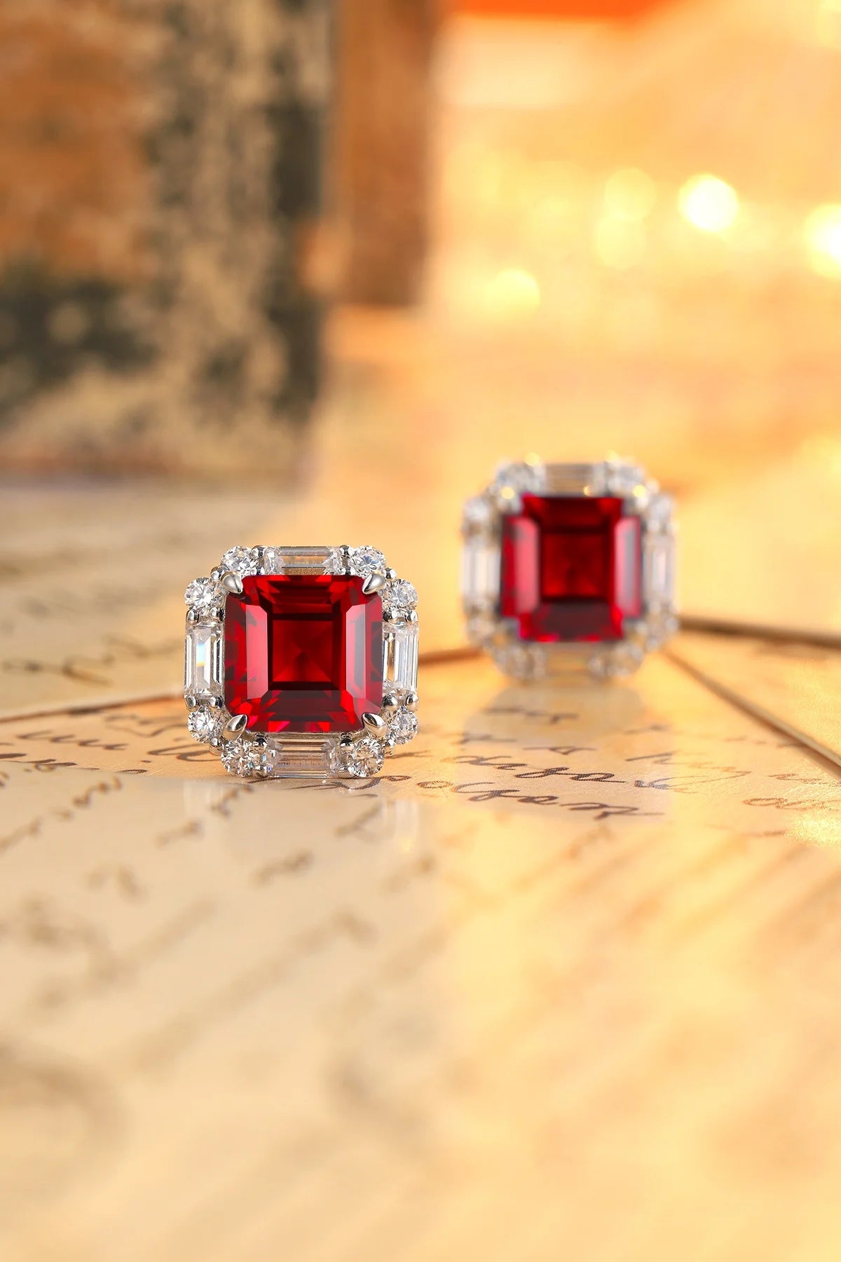 Gemfiori Anster High Quality S925 Lab Grown Ruby Earring Stud Dainty Gemstone Stud Earrings for Women Daily Wear Gift