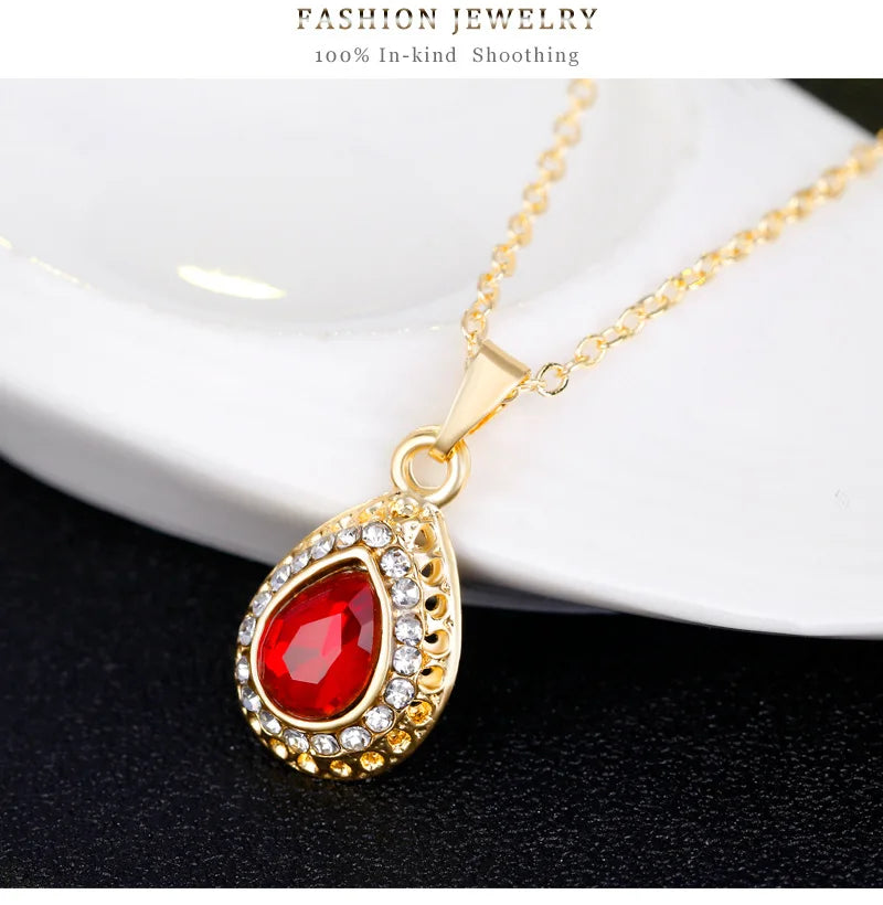 RFJEWEL Factory Low Price New Arrival Necklace Set Delicate Alloy Multi-color Drop Necklace Earring Jewelry Wholesale Four Sets