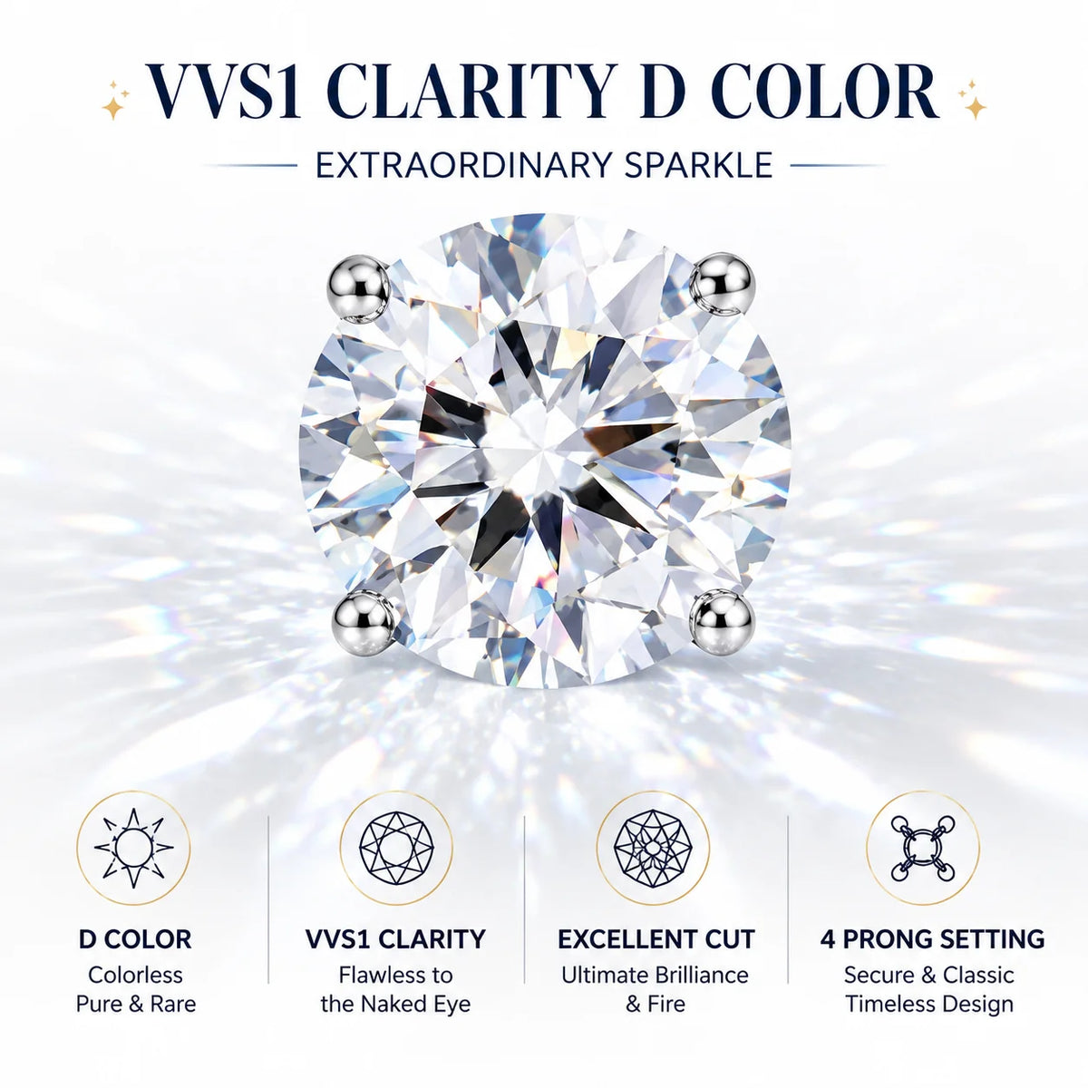 ArtistA 3mm-10mm Round Brilliant Cut Moissanite Stud Earrings 925 Sterling Silver Luxury Unisex Men Women Alice
