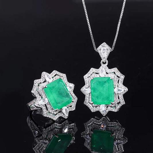 Gemfiori Luxury Zircon Pendant Ring Niche Design Fashionable Women's Jewelry Set
