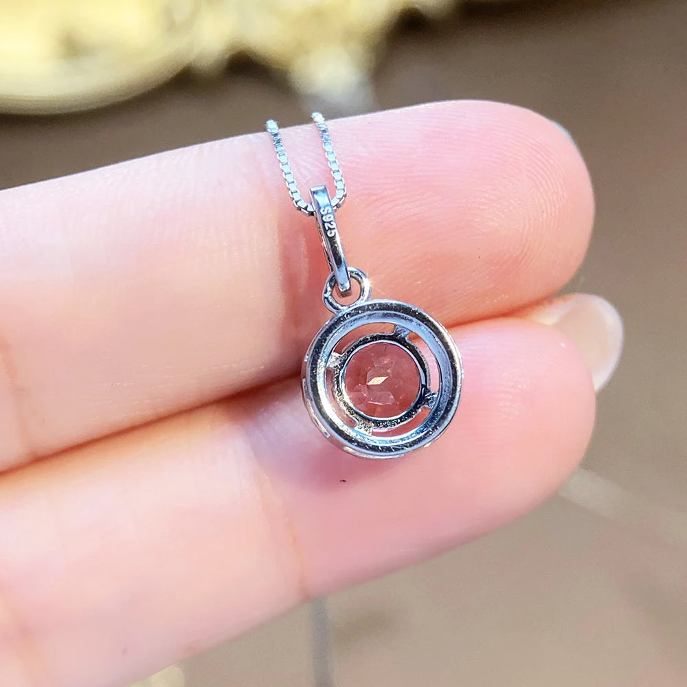 Gioiellieri Natural Colored Tourmaline Pendant High-End Women's Necklace and Bracelet Set Clavicle Chain