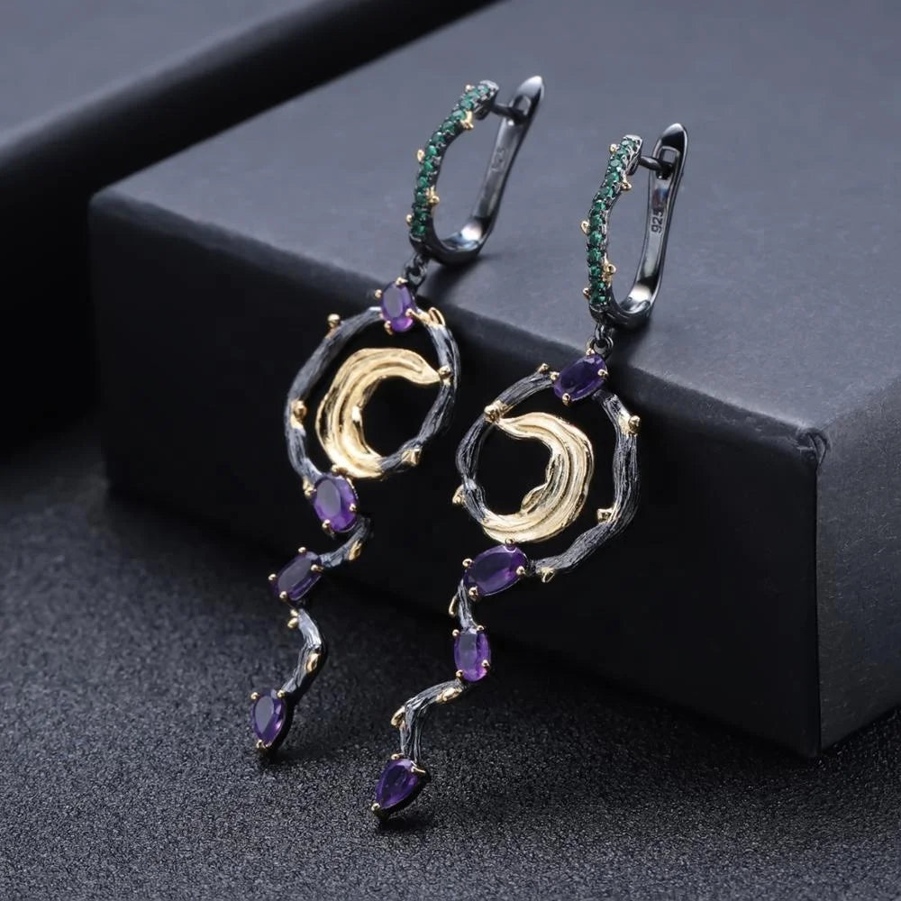 ArtistA C4524 Abiding OEM OEM Factory Natural Amethyst 925 Silver 3 Pieces Fine Jewelry Sets for Ladies