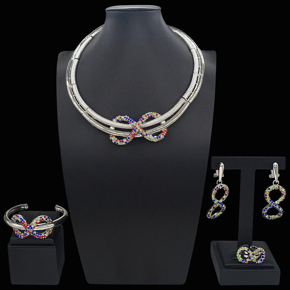 Zhuerrui Hot Sale Butterfly Xoxo Necklace Set Rhinestones Exquisite 4Piece Set Gold Filled Women Bridal Jewelry Set HC21070119