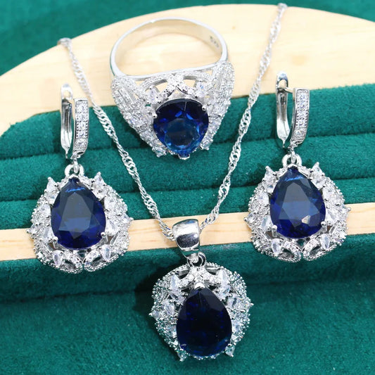 AAA 925 Silver Women's Jewelry Set with Zircon Classic Style Wedding Bridal Earrings Necklace Pendant Ring for Party Dating Gift
