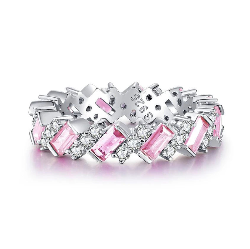 Wholesale Waterproof 5A 8A Pink Cubic Zirconia Rings 925 Sterling Silver OEM ODM Custom Factory Direct Ring Jewelry Manufacturer
