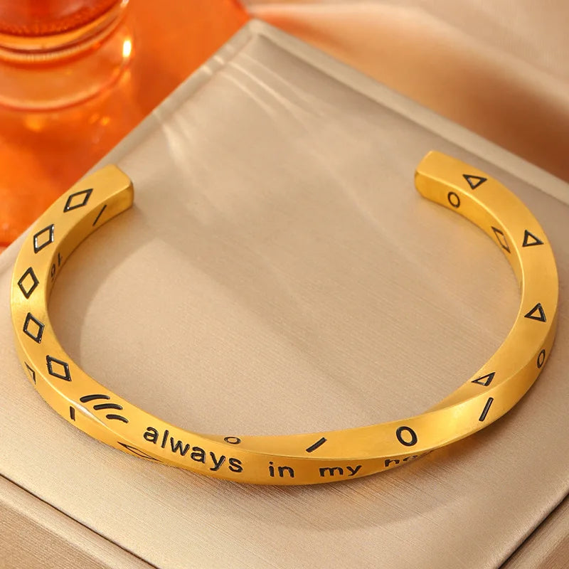 REBEL Stainless Inoxydable Stainless Steel 18K Gold Plated Roman Women Fashion Jewelry Bracelets Bangles