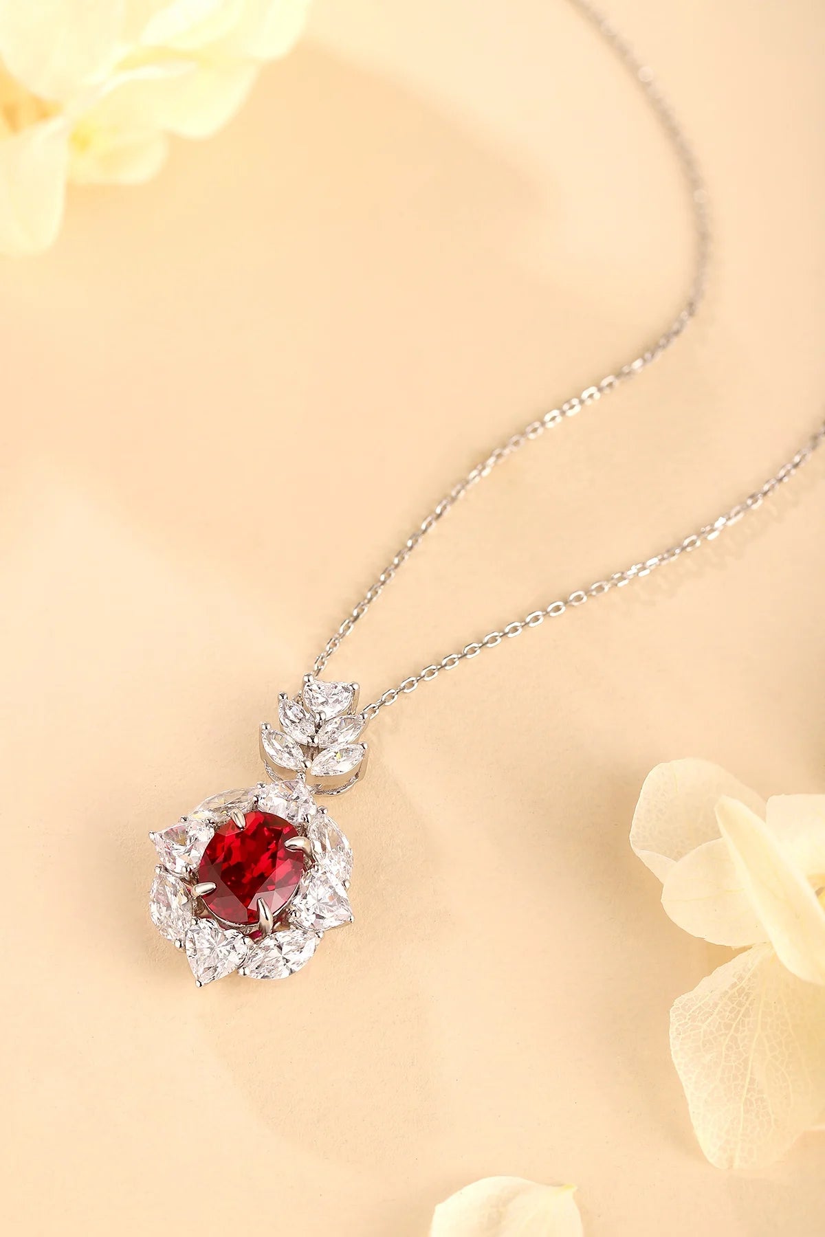 Gemfiori ANSTER Custom Pendants Necklaces for Women Lab Grown Emerald Sapphire Ruby Necklaces Sterling 925 Silver Pendant Jewelry