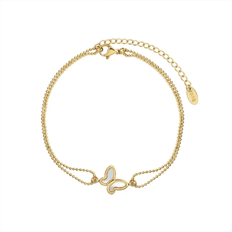LT-S103 INS Jewelry Minimalist butterfly Anklet for Women Foot Accessory Stainless Steel Titanium Steel 18K Gold Plating
