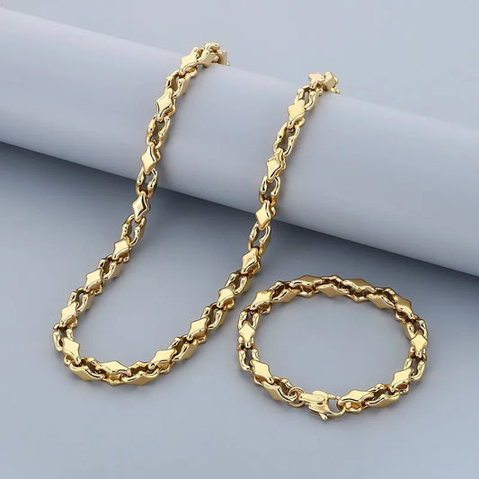 Kalen Punk Stainless Steel Melon Seed Chain Necklace Bracelet Accessories for Men Women Fashion Jewelry Sweater Necklace