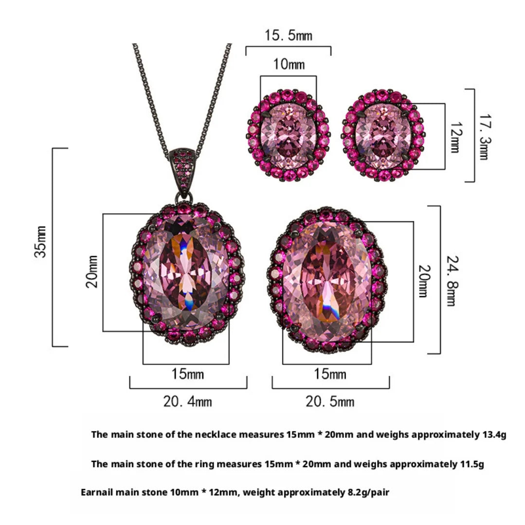 S&S Black Gold Dried Rose Flower Jewellery Set – Pendant, Ring & Earrings – Collection