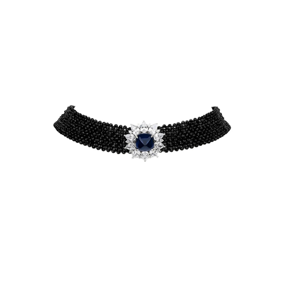 MUSHAN Jewelry Factory Black Spinel Woven S925 Sterling Silver Multi Layer Necklace High End Cross Piece Necklace
