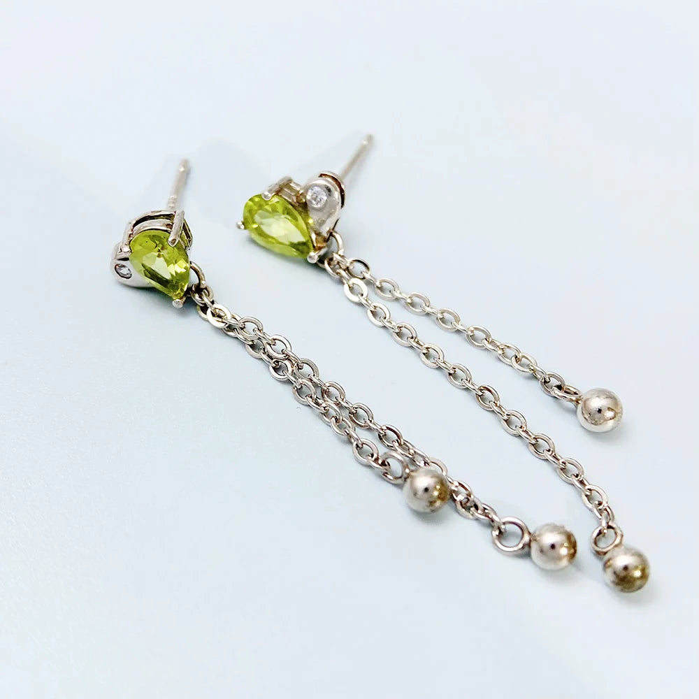 Gioiellieri Natural Peridot Drop Earrings with Sterling Silver 925 Jewelry for Women Fine Jewelry Fashion Accessories Wedding Gift