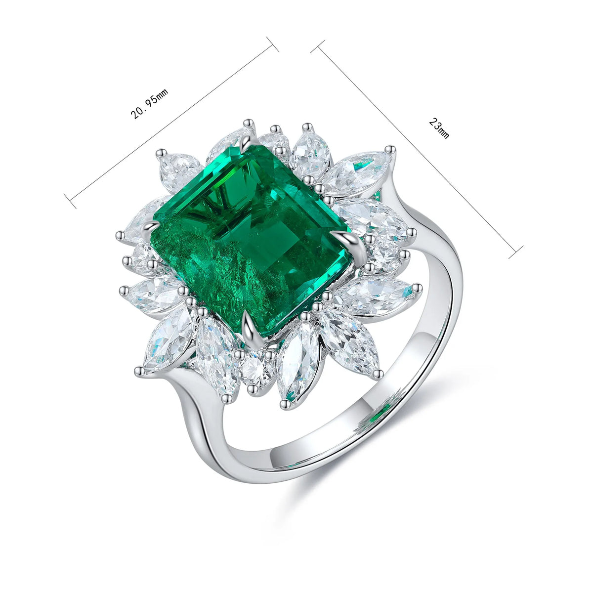 Gemfiori Lab Grown Gemstone Ring 925 Sterling Silver Emerald Ring Birthstone Rings for Mothers Valentines Thanksgiving Day Size 5-10