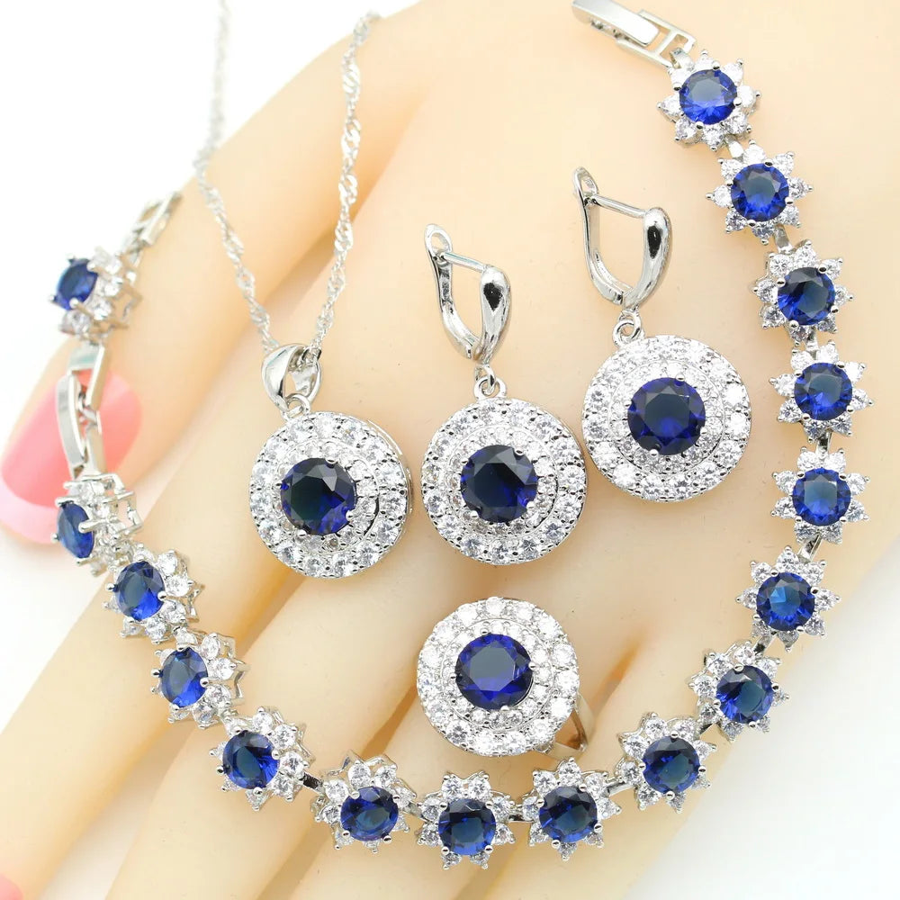 XOTICA Women's round Rainbow Zirconia Jewelry Set Includes Bracelet Earrings Ring Pendant Necklace for Weddings and Parties